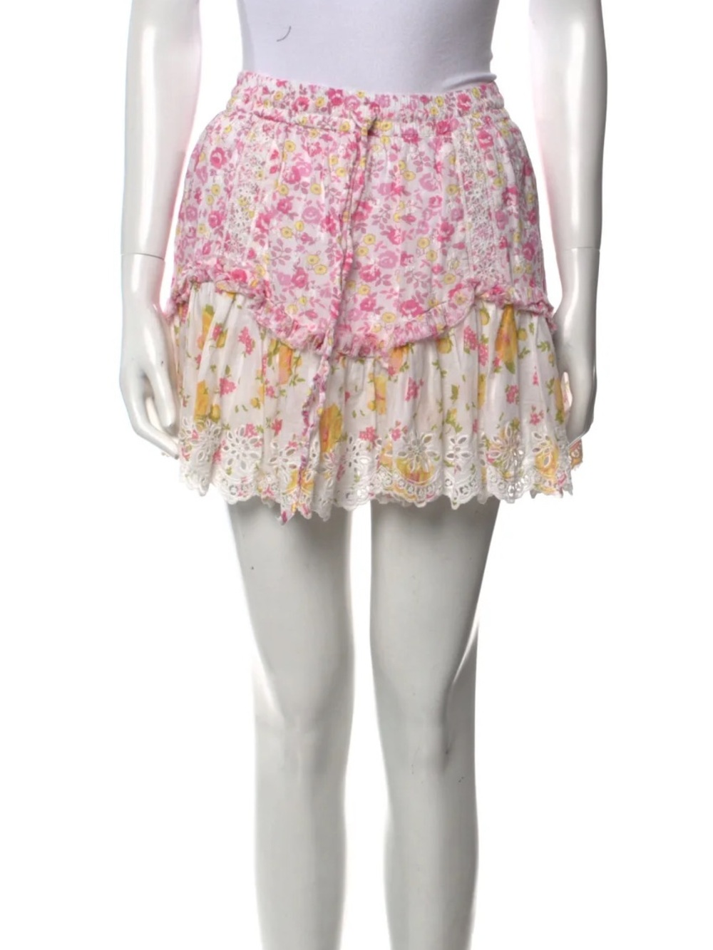 LoveShackFancy Floral Ruffle Mini Skirt - Picture 2 of 11